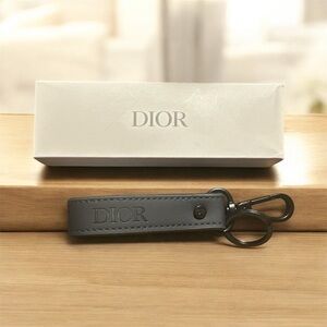 Dior Charcoal Black  Leather Key Holder GWP